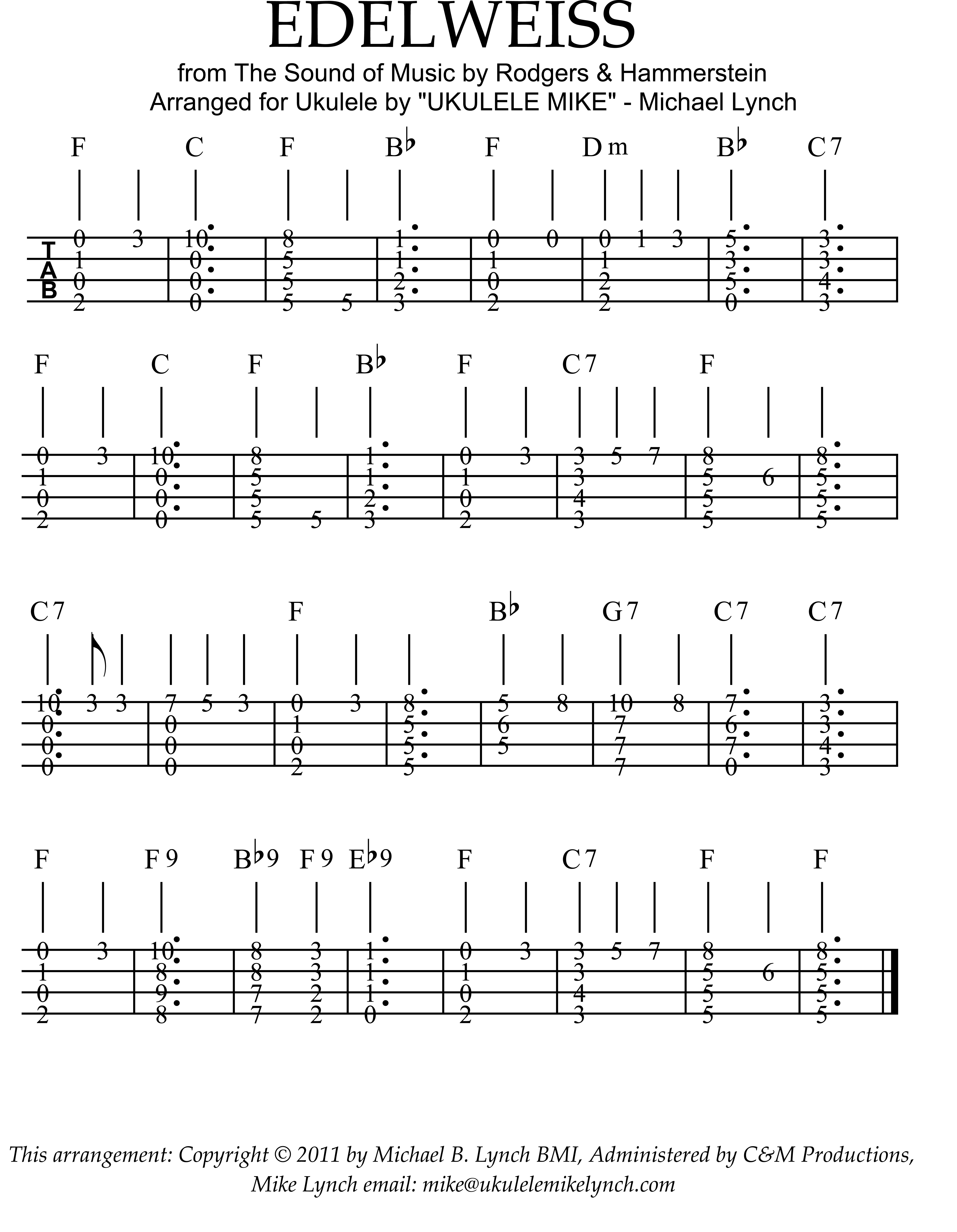 Finale 2008 Edelweiss Chord  Melody Arrangement for 